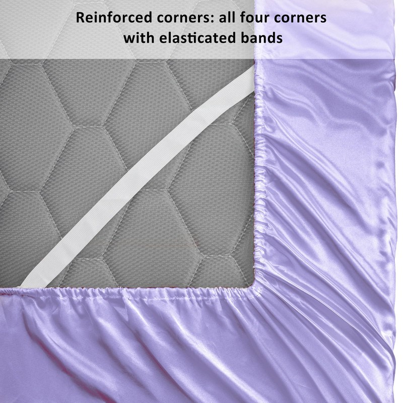 Lirex Satin Fitted Sheet, Luxurious Silky Smooth Polyester Bedding Soft
