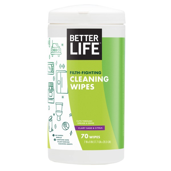 Toallitas limpiadoras para todo uso Better Life Natural, salvia y cítricos, 70 unidades, Original Version, 70 Count