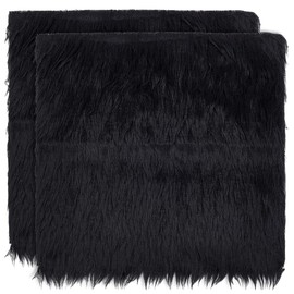 BENECREAT 2Pcs Black Faux Fur Fabric 9.8x9.8 Inch Soft Plush Shaggy Squares Pre-Cut Craft Fur Fabric for Gnome Crafts, Costumes, Rugs, Pillows, Sewing, Decorations