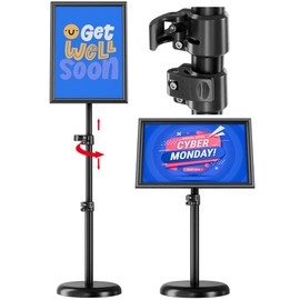 🥇 Retractable Sign Holder Stand 8.5x11 inch, Adjustable Floor Standing Sign Stand, Heavy Duty Signage Stand with Snap-Open Frame Display for Shopping Malls, Business Store, Restaurants (8.5x11inches (1 pack))