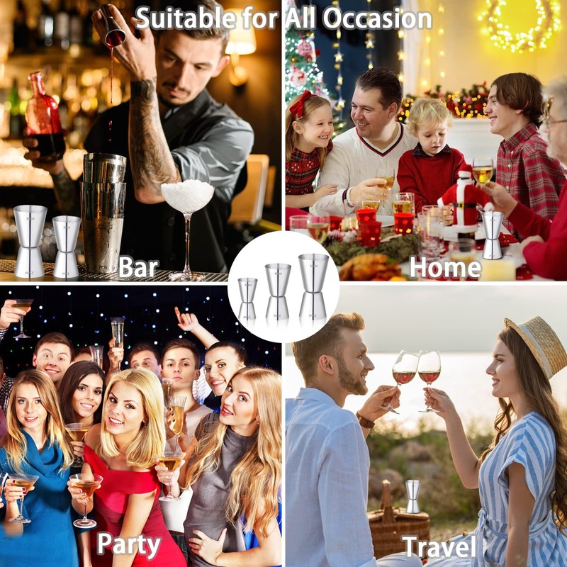 RUIJIE Set of 3 Cocktail Measuring Cups Stainless Steel Bar