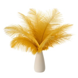 PATIKIL 8-10 Inch(20-25cm) Ostrich Feathers, 30 Pack Artificial Ostrich Feathers Bulk for Wedding Party Centerpieces Decorations Crafts Gold (5inch Width)