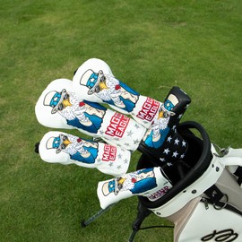 Golf Wood Head Covers Driver Cover 3 Wood Headcover Hybrid Head Covers Embroidery USA Style Magic Eagle Design Golf Club Headcovers Leather Hand-Made Wood Head Covers (for Driver(1pcs))