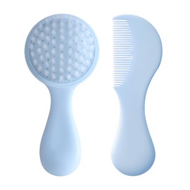 Baby Hair Comb Set Soft Baby Hair Brush Baby Comb Hair Comb Set Newborn Baby Hair Brush and Comb Set Baby Care Hair Brush for Girls and Boys,Ideal Present for Baby Blue