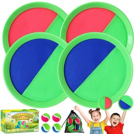 ZMLM Toss Catch Ball Beach Toy: Upgraded Kid Outdoor Game Pool Backyard Lawn Sport Activity Fun Outside Indoor Family Set for Age 3-12 Girl Boy Kid Birthday Summer Gift with 4 Paddles 4 Throw Balls