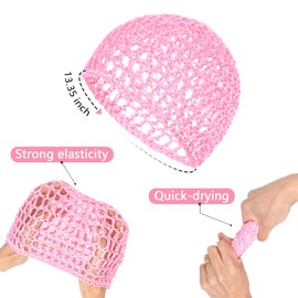 2 PCS Hair Nets for Sleeping Mesh Crochet Hair Wrap Breathable Sleep Cap for Women Reusable Elastic Hairnet（Black，Pink）