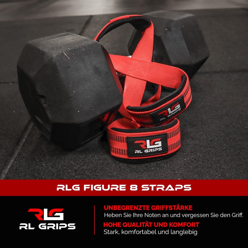 RL Grips™ Straps 8 for Professional Weightlifting and Powerlifting -