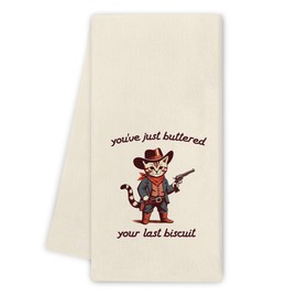 Noaleviax Funny Kitchen Dish Towels - Funny Cat Kitchen Decor, Gifts for Cat Lovers Women, Western Gifts, Farmhouse Western Tea Towels Dishcloth Decorative 16x24 Inch