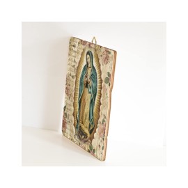 Fratelli Bonella | Vintage Style Contoured Wooden Picture of Our Lady of Guadalupe 19x24cm | Made in Italy
