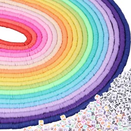 7000pcs Clay Beads Set, Lightweight Heishi Beads in Colorful Selection for DIY Jewelry Making, Perfect for Bracelet, Necklace, and Earring Creation