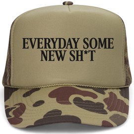 Everyday Some New Stuff Vintage Trucker Hat | Premium Adjustable Snapback Baseball Hat for Men & Women (US, Alpha, One Size, Green Camo Foam Mesh Back)