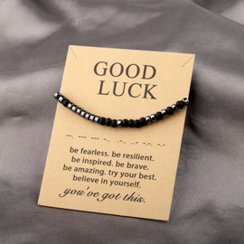 MAOFAED Good Luck Morse Code Bracelet For Men Women Teen Girls Teen Boys Good Luck Motivational Gift (good luck code)
