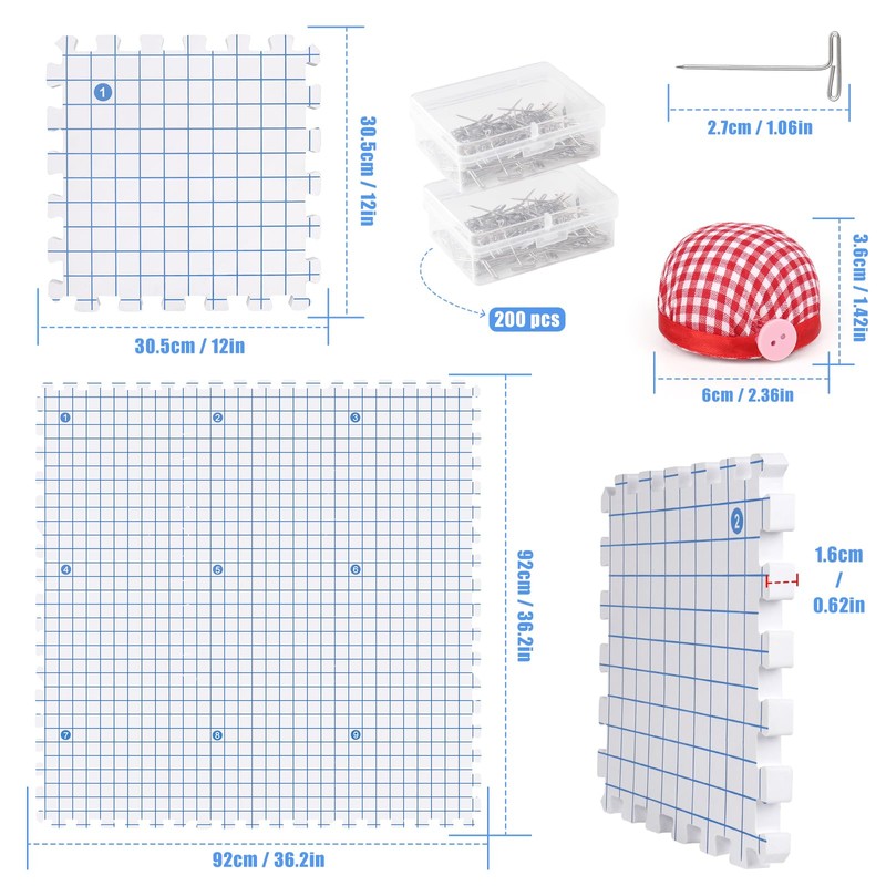Coopay Blocking Mats 9 Pack, Knitting Blocking Mats Set and