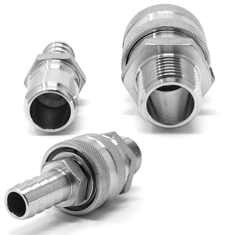 4pcs G1/2in Thread Stainless Steel Quick Connector Adapter Fitting for