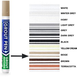 Grout Pen Beige Tile Paint Marker: Waterproof Grout Paint, Tile Grout Colorant and Sealer Pen - Beige, Narrow 5mm Tip (7mL)