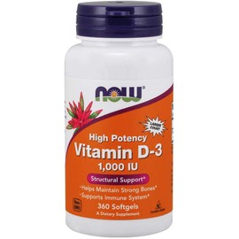 NOW Supplements, Vitamin D-3 1,000 IU, High Potency, Structural Support*, 360 Softgels
