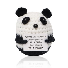 Funny Gifts,Cute Stuff,Crochet Doll Thoughtful Panda with Positive Words,Knitted panda Gift,Positive Gifts,Cheer up gifts For Women Men,Valentine's Day Birthday Christmas for Girlfriend Boyfriend