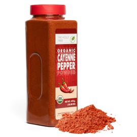 Organic Cayenne Pepper Powder 16.60 oz - Ground Red Chili for Cooking, Spices & Seasoning - Cayenne Pepper Organic, Gluten Free, USDA Ceritified, Kosher - The Holly Tree