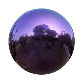 Premium Stainless Steel Gazing Globe Mirror Ball - Brilliant Purple Finish, Weather-Resistant, 8-inch Diameter