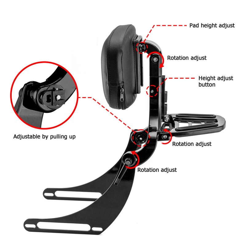 XR Multi-Purpose Passenger Driver Backrest For Harley Street Bob Heritage