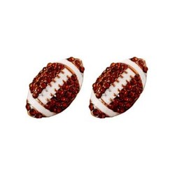 Beaded Football Stud Earrings for Women,Sparkly Rhinestone Pearl Football Earrings,Hypoallergenic Sports Game Team Earrings (2)