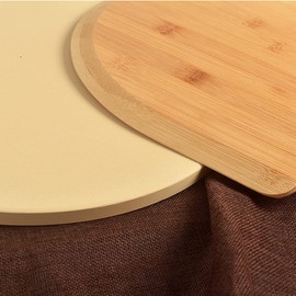 homEdge Pizza Stone Set, Heavy Duty Round Cordierite Baking Stone for Bread, Pizza, Thermal Shock Resistant Cooking Stone with Bamboo Pizza Peel Paddle for Oven and Grill-10 Inches (Diameter)