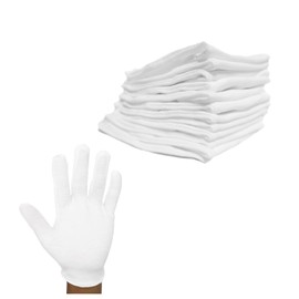 24 PCS (12 Pair) White Cotton Gloves -Suitable for Dry Hand Moisturizing, Eczema, Cosmetic Spa, Jewelry Inspection - Stretchable Lining Gloves