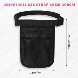 Pack of 2 Nurse Bag, Bum Bag Women's Large, Nurse Accessories, Belt Bag Work, Care Accessories, Adjustable Waist Belt with Multiple Compartments, Side Pocket Women, Black and Pink