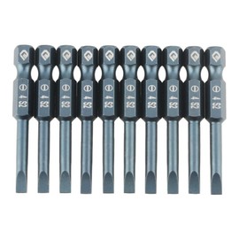 10pcs 50mm Slotted Screwdriver Bits Set, Magnetic Flat Head 1/4 Inch Hex Shank,S2 Alloy Steel H6.3 * 50*SL4mm