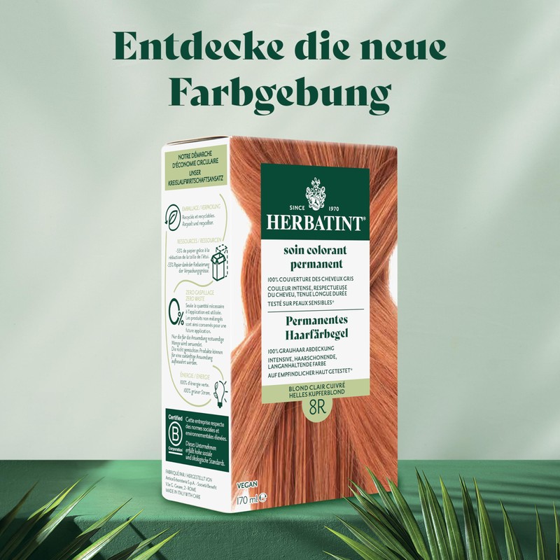 Herbatint Permanent Hair Dye Gel 8R Light Copper Blonde -