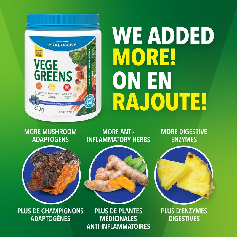 Progressive Vegegreens Blueberry Medley Flavour 530 g, Anti-Inflammatory plus Liver