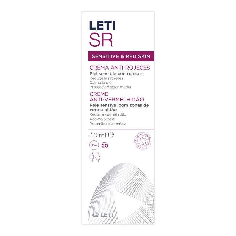 Crema Facial Leti Anti Rojeces 40ml Piel Sensible Fps Día