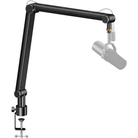 Mic Arm, Boom Arm Microphone Stand Desk with Mount Clamp Cable Management Channels Detachable Riser 5/8" Thread Adapter for Blue  Snowball Hyper X QuadCast SoloCast AT2020 Shure SM7B MV7 - Color: AK-48