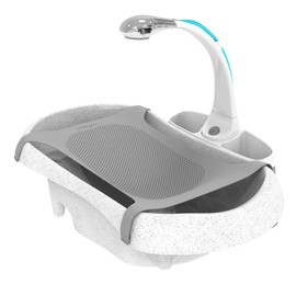 The First Years Rain Shower Baby Bathtub Set - Includes Infant Sling, Soothing Spray Shower Head, Fresh Water Tank and Built in Soft Brush - 3 in 1 Grow with Me Design - Baby Bath Essentials