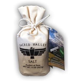 SACRED VALLEY SALT from Maras, Peru - Small Grain Finishing Salt in Handmade Reusable Canvas Pouch