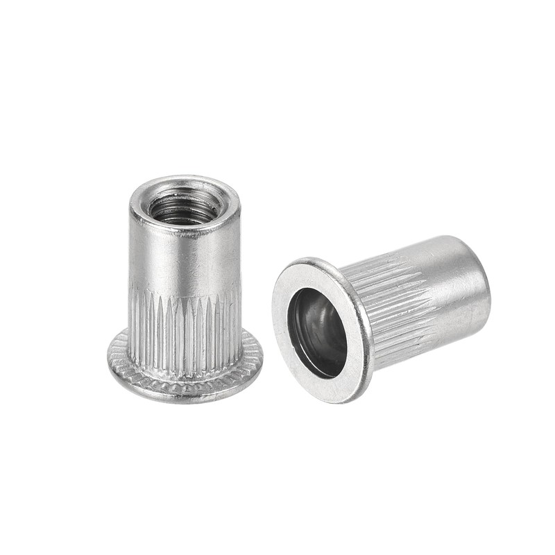 sourcing map 60Pcs Rivet Nuts Flat Head, M6 Stainless Steel