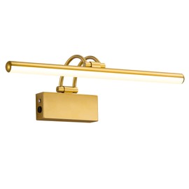 KDG LED Wireless Wall Picture Light with Remote, 7000mAh Rechargeable Dimmable Art Lighting, Adjustable Swing Arm, Picture Frame Light for Gallery, Living Room, Hallway, 16.3 inch, Gold