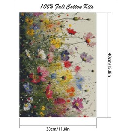 Flower Stamped Cross Stitch Kits, DIY Colorful Flowers Cross Stitch Ornament Kits for Adults Beginners, Counted Embroidery Needlepoint Kits Home Decor 12x16inch