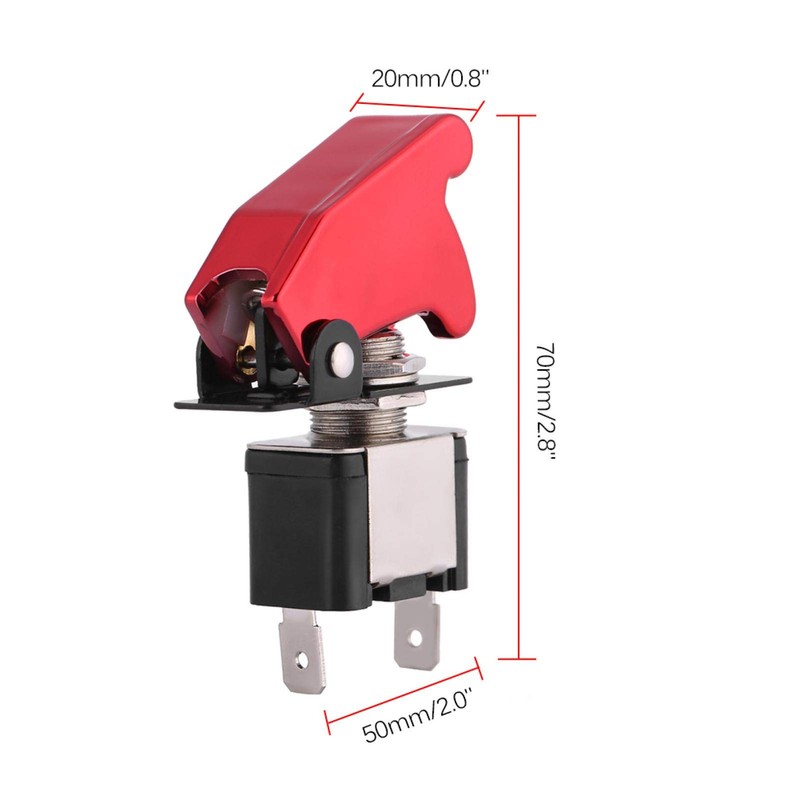 Qiilu 12V 20A Racing Car Red Cover LED Light SPST