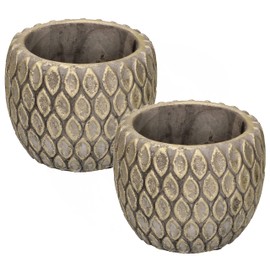 KOTARBAU® Set of 2 Clay Flower Pot, Planter, Diameter 7 cm, for Flowers, Plants, Rustic Grey Gold Flower Planter