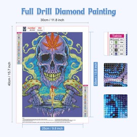 NAIMOER Skeleton Diamond Painting Kits for Adults, DIY 5D Diamond Painting, Full Drill Diamond Art Kits Art Pictures Perfect for Relaxation and Home Wall Decor 30x40cm