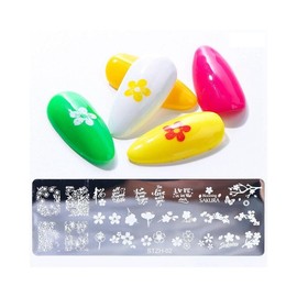 Metal Nail Stamping Plate Rose Daisy Flowers Clover Maple Dandelion Butterfly H02 Nail Wraps Art Stickers Manicure Supplies for Women for Home Nails Full Long Lasting Easy Apply and Remove