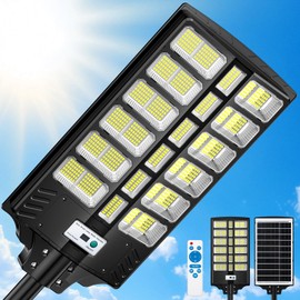 9000W Solar Street Light Outdoor Dusk to Dawn, Large Solar Powered LED Patio Lamp, Bright Motion Sensor Flood Lighting With Remote, IP67 Waterproof, Wide Angle, For Yard, Outside, Driveway, 1 Pack