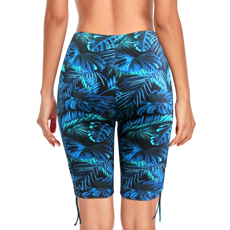 RELLECIGA Women's Blue Leaf High Waisted UV Sun Protection Swim