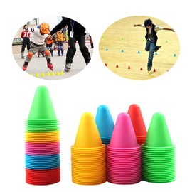 QOTSTEOS Roadblock Slalom Cones, 20/50 pcs Indoor/Outdoor Agility Cones, Plastic Windproof Mini Sports Flexible Training Cone Sets for Roller Skating and Skate Practice, Random Colors (size:20pcs)