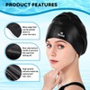 2 Pack Large Swim Caps for Long Hair, Silicone Swimming