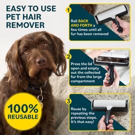 Home Hero Pet Hair Removal Tool - Multi-Surface Lint Roller & Dog Hair Remover for Couch - 4-Mode Crevice Detailer & Pet Fur Remover - Pack of 2, Black