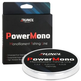 RUNCL PowerMono Fishing Line, Monofilament Fishing Line - Ultimate Strength, Shock Absorber, Suspend in Water, Knot Friendly - Mono Fishing Line (Clear, 6LB(2.7kgs), 150yds)