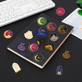 4 Sheets Ramadan Stickers Eid Al-fitr Stickers Ramadan Mubarak Star Moon Castle Stickers 1.18in Round Ramadan Gift Tag Sticker رمضان مبارك Happy Ramadan Decoration for Eid Al Fitr Gift Box Tag