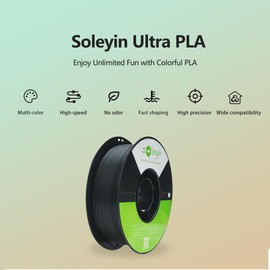 Soleyin Ultra PLA 3D Printer Filament PLA Filament 1.75mm, High Speed 30-300mm/s Dimensional Accuracy +/- 0.02mm, Fit Most FDM 3D Printers, 1kg Spool (2.2lbs) (Matte White)